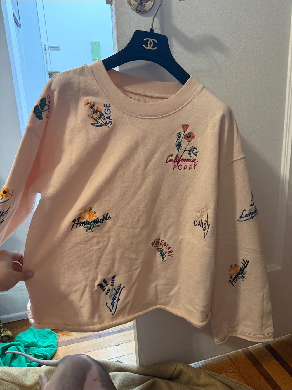 Madewell Kids Blush Embroidered Floral Crewneck Sweatshirt